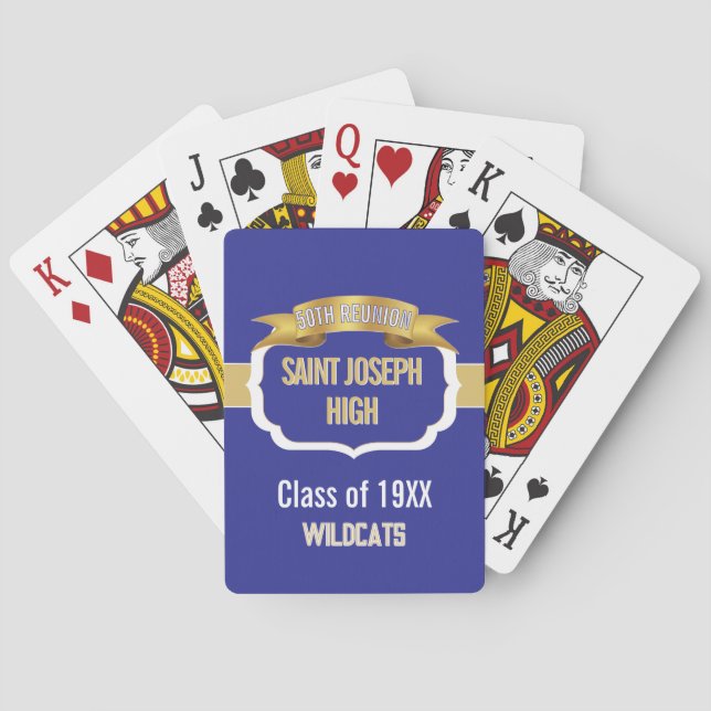 Custom BLUE 50th Class Reunion  Playing Cards (Back)