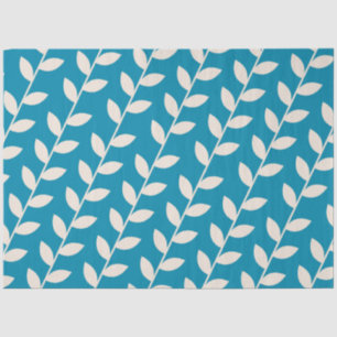 Custom Blue 70s Retro Leaf Pattern  Tissue Paper