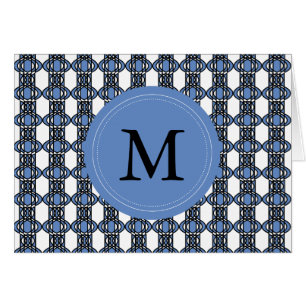 Custom Blue Abstract Scarab Pattern Monogram