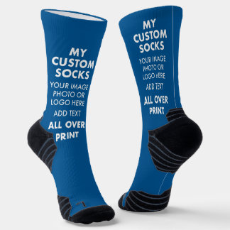 Custom BLUE All Over Print Men's Sports Socks