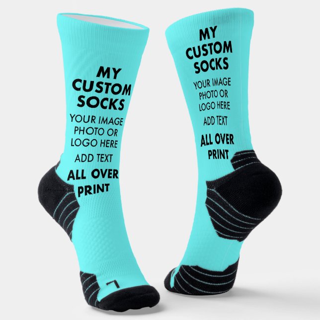 Custom BLUE All Over Print Women's Sports Socks (Angled)