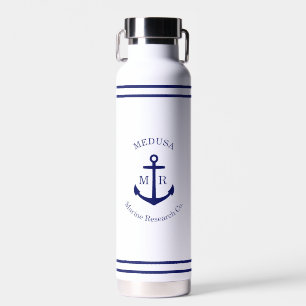 Custom Blue Anchor Emblem Water Bottle
