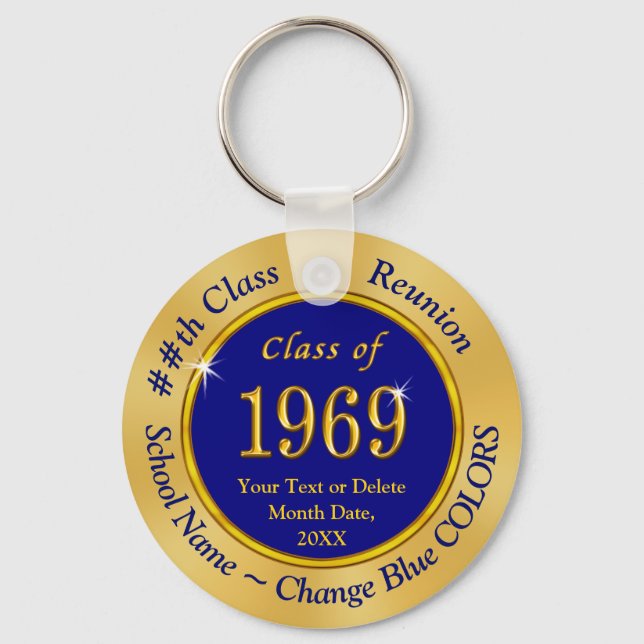 Custom Blue and Gold Class of 1969 Party Favours Keychain (Front)