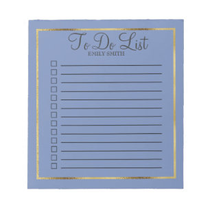 Custom Blue and Gold To Do Notepad