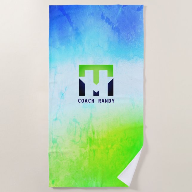 Custom Blue and Green Beach Towel (Front)