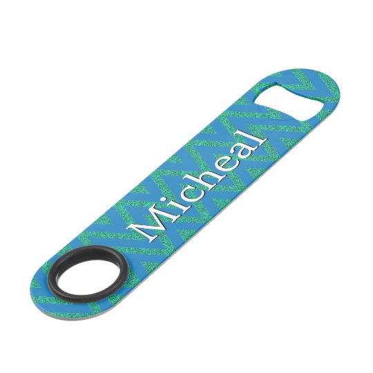 Custom Blue and Green Chevron Speed Bottle Opener