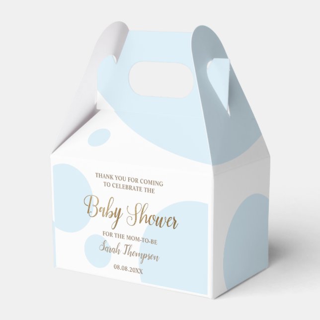 Custom blue and white baby boy shower Favour Box (Front Side)