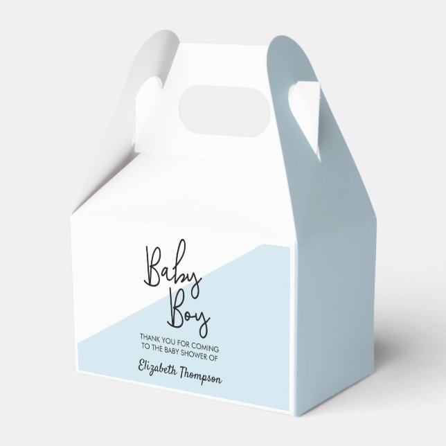 Custom blue and white baby boy shower Favour Box (Front Side)