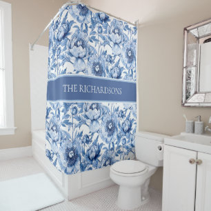 Custom Blue and White Chinoiserie Floral Pattern
