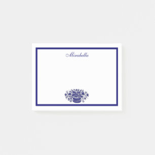 Custom Blue and White Floral Blue Border Stickies Post-it Notes
