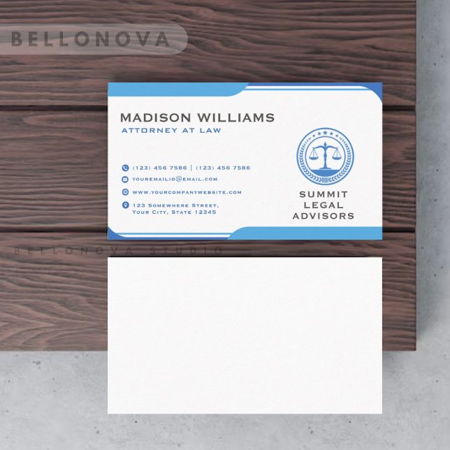 Custom Blue And White Law Office Business Card (Custom Blue And White Law Office Business Card)