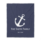 Custom Blue and White Nautical Anchor Blanket