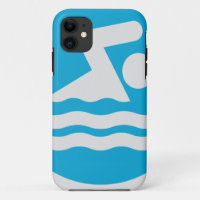 Custom Blue and White Swim Decal Phone Case