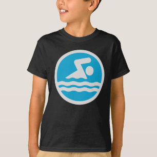 Custom Blue and White Swim Decal T-Shirt