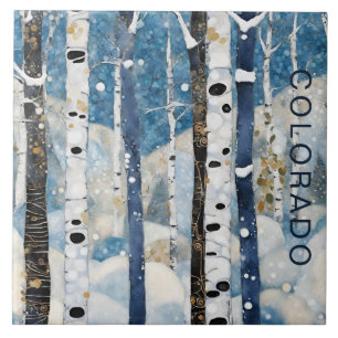Custom Blue Aspen Forest Colorado  Tile