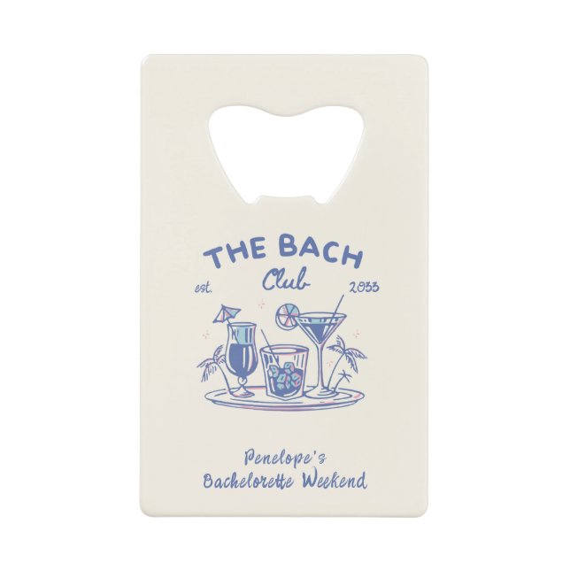 Custom Blue Bachelorette Party Favour Bottle Opene Credit Card Bottle Opener (Front)