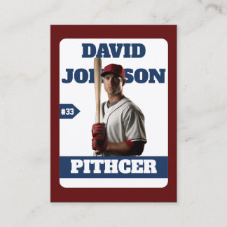 Custom Blue Baseball Birthday Trading Card Player