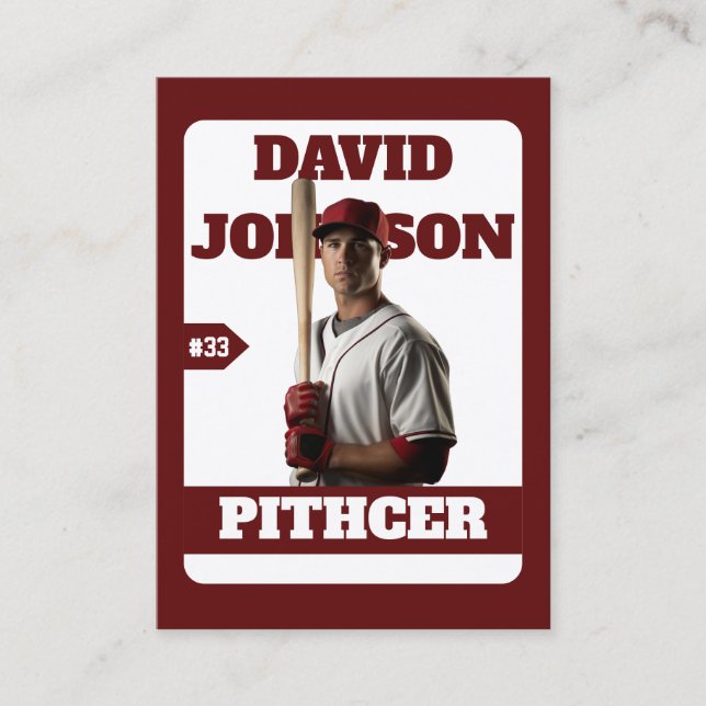 Custom Blue Baseball Birthday Trading Card Player  (Front)