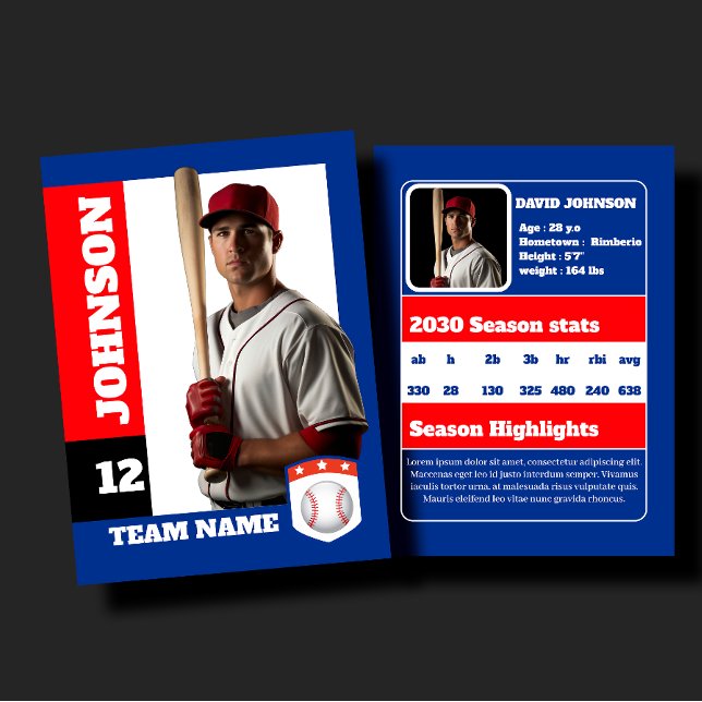 Custom Blue Baseball Trading Card Player Profile (Creator Uploaded)