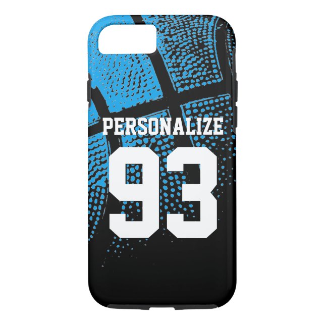 Custom blue basketball jersey number iPhone 7 case (Back)