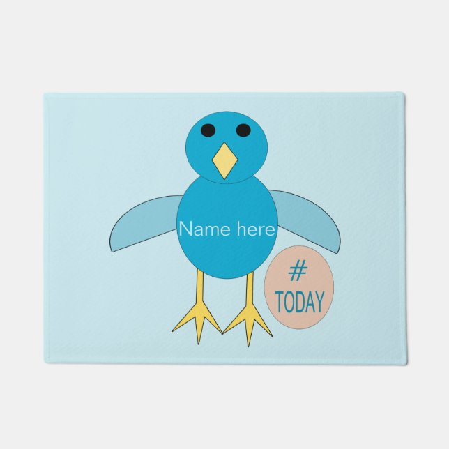 Custom Blue Birthday Boy Chick Door Mat (Front)