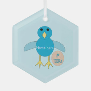 Custom Blue Birthday Boy Chick Glass Ornament