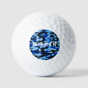 Custom Blue Black Camo Golf Balls, Personalized Golf Balls