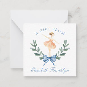 Custom Blue Bow Ballerina Girl Gift Enclosure Card