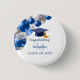 Custom Blue Boys Graduation 1 Inch Round Button