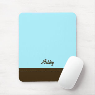 Custom blue brown personalized preppy stylish chic mouse pad