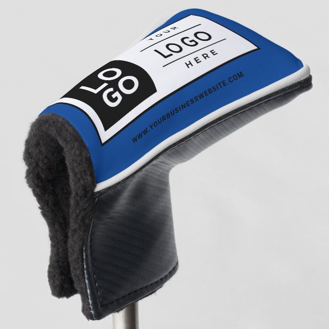 Custom Blue Business Logo Putter Golf Head Cover (3/4 Front)