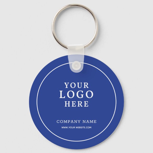 Custom Blue Business Logo Qr Code Promotional   Keychain (Front)