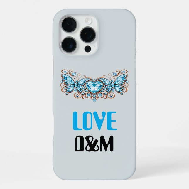 Custom Blue Butterflies Love Valentine Day Gift iPhone Case (Back)