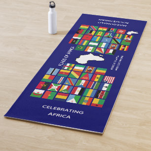 Custom Blue CELEBRATING FLAGS OF AFRICA Yoga Mat