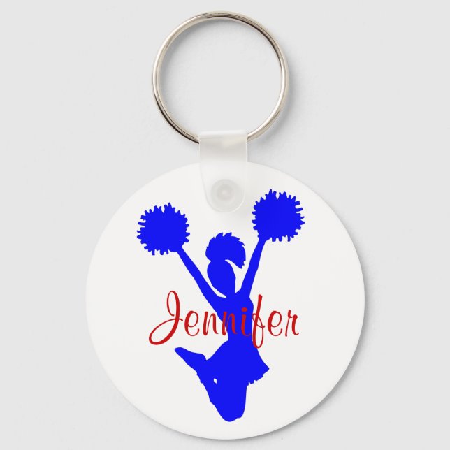 Custom Blue Cheerleader Key Chain (Front)