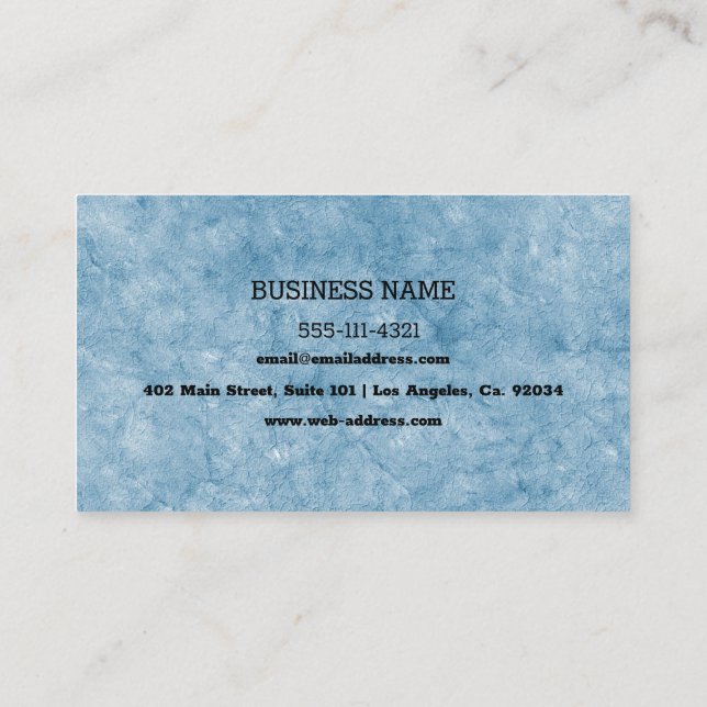 Custom Blue Cracked Texture Business Card (Back)