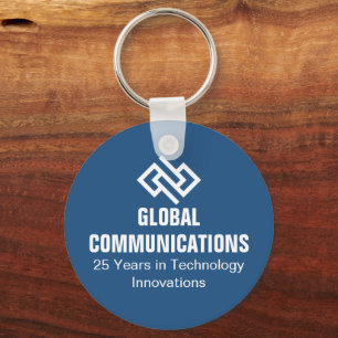 Custom Blue Cyber Technology Computer Business Keychain