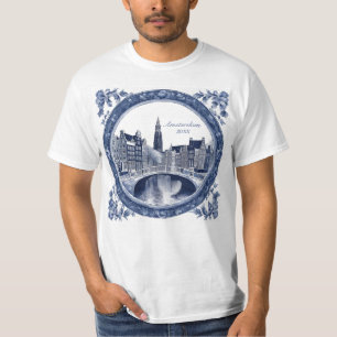 Custom Blue Delft Amsterdam Souvenir T-Shirt