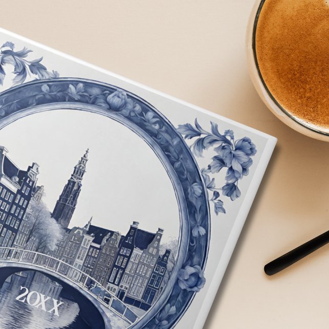 Custom Blue Delft Amsterdam Souvenir Tile (Creator Uploaded)