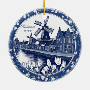 Custom Blue Delft Holland Souvenir Ceramic Ornament