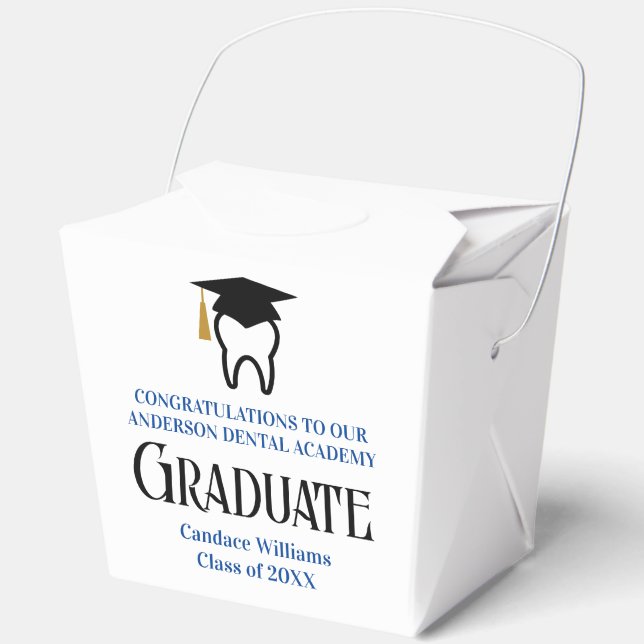 Custom Blue Dental School Graduation Party Favor Box (Front)