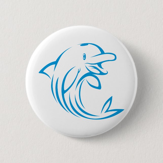 Custom Blue Dolphin Logo 2 Inch Round Button (Front)