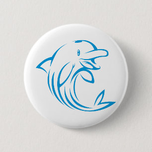 Custom Blue Dolphin Logo 2 Inch Round Button