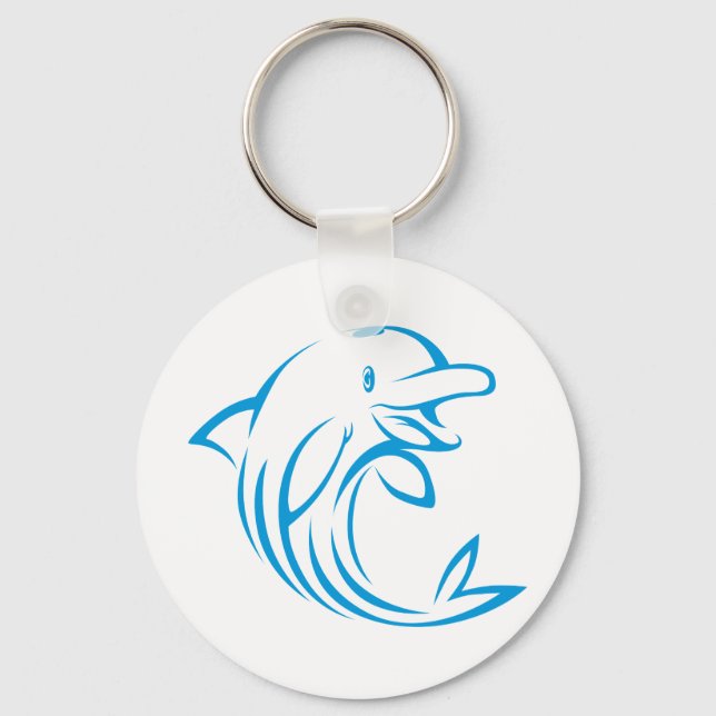Custom Blue Dolphin Logo Keychain (Front)
