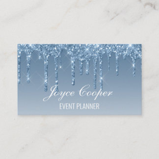 Custom Blue Dripping Glitter Business Card