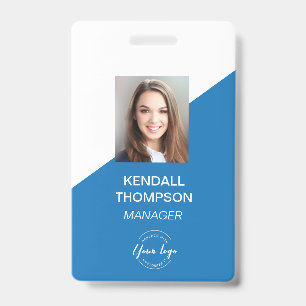 Custom Blue Employee Photo Company Security  Badge