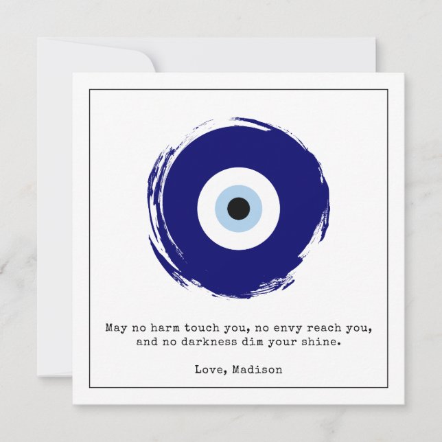 Custom Blue Evil Eye Good Luck & Protection Symbol Card (Front)