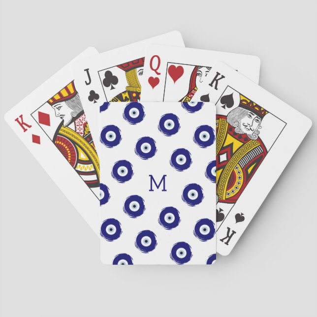 Custom Blue Evil Eye Good luck & Protection Symbol Playing Cards (Back)