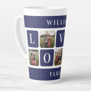Custom Blue Family Photo Love Latte Mug