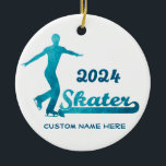 Custom Blue Figure Skating Ornament 2024<br><div class="desc">Let them know how proud you of them with this beautiful original designed ornament. What a wonderful personalized gift to give the figure skater in your life.</div>